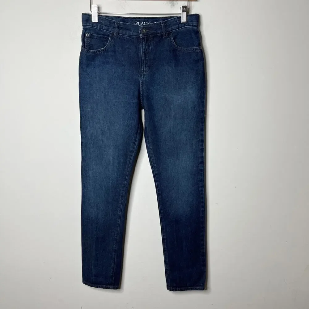 Children's Place Girl's Skinny Jeans 14 Dark Wash High Rise Denim 100% Cotton